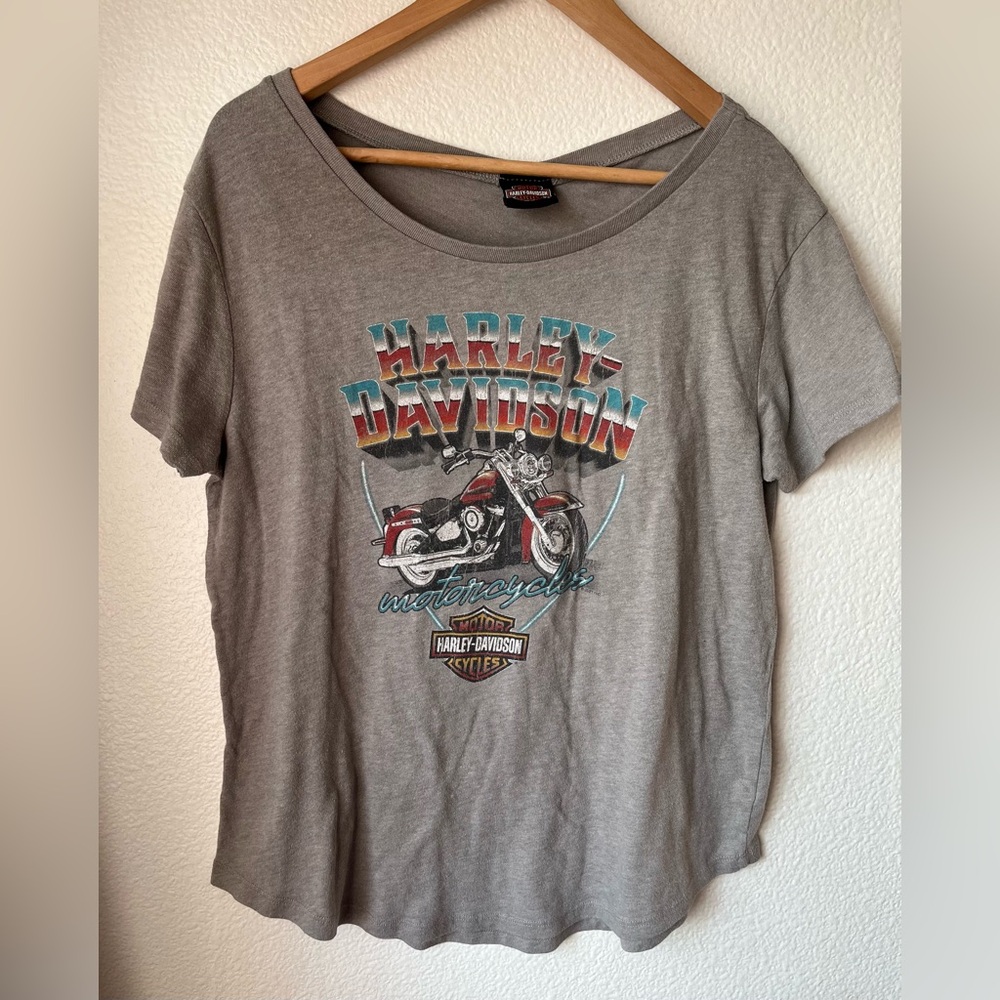 Harley Davidson Womens Orlando Graphic Shortsleeve Tee Biker Grey Large